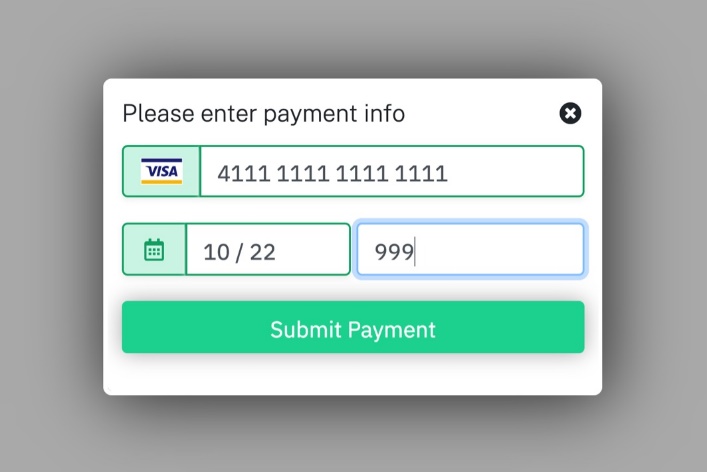 payment card form lightbox